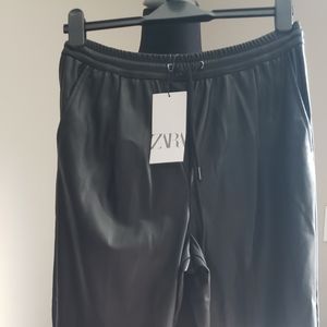 Zara Faux Leather Joggers
